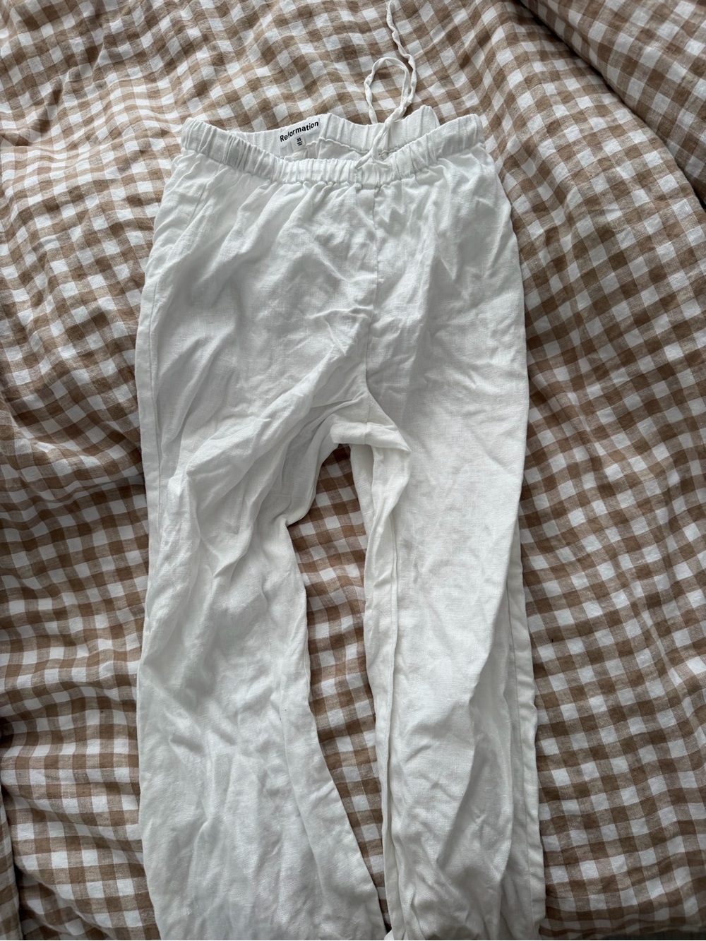 Reformation White linen pants